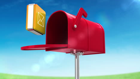 Mail-icon-in-the-mailbox-on-blue-sky-background