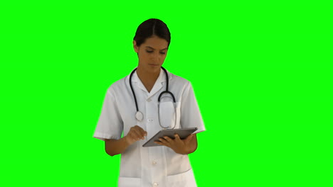 Enfermera-Usando-Su-Tablet-Pc