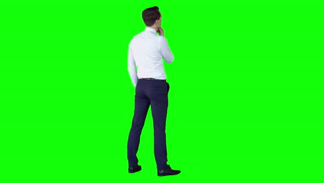 Businessman-thinking-on-green-screen-