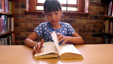 Cute-pupil-reading-a-book-at-the-library-