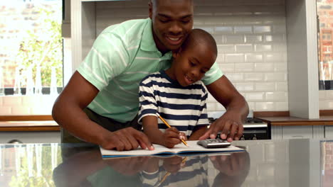 Father-helping-his-son-with-homework