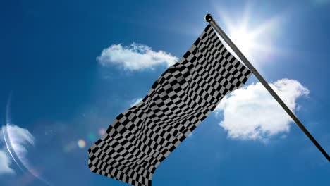 Checkered-flag-waving-against-blue-sky