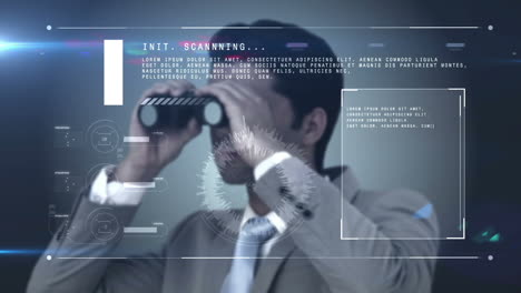 Businessman-looking-through-binoculars-at-interface