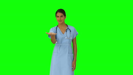 Nurse-holding-her-hand-out