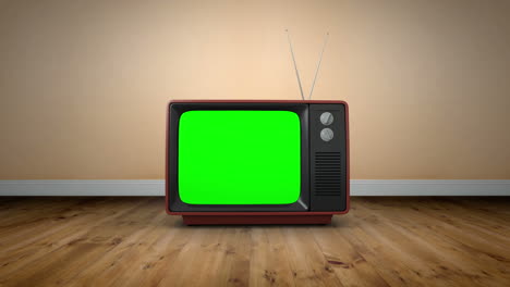 Old-fashioned-tv-with-green-screen