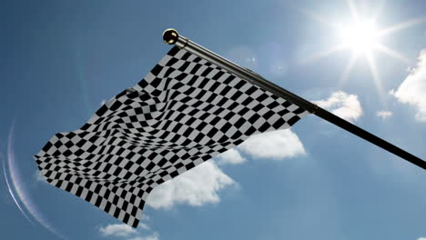 Checkered-flag-waving-against-blue-sky