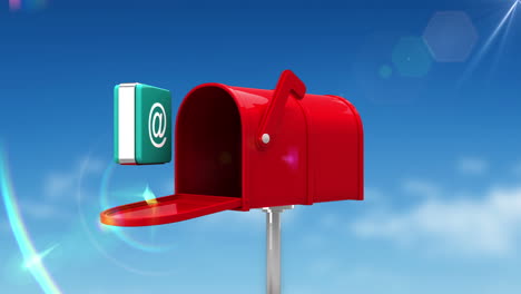 At-icon-in-the-mailbox-on-blue-sky-background