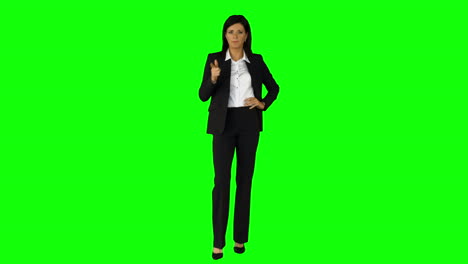 Businesswoman-giving-out-to-the-camera