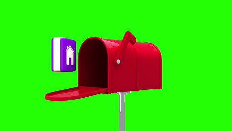 House-symbol-in-the-mailbox-on-green-background