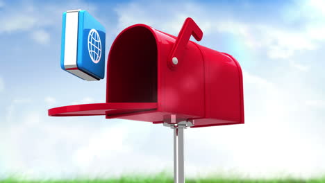 Internet-icon-in-the-mailbox-on-blue-sky-background
