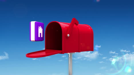 House-symbol-in-the-mailbox-on-sky-background