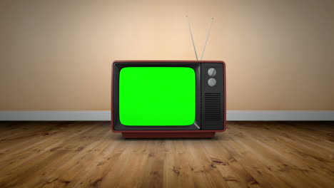 Old-fashioned-tv-with-green-screen