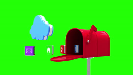 Internet-icons-in-the-mailbox-on-green-background
