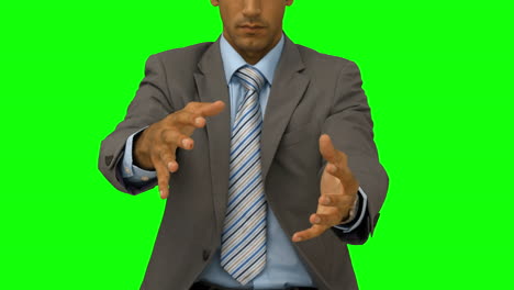 Businessman-presenting-with-his-hands