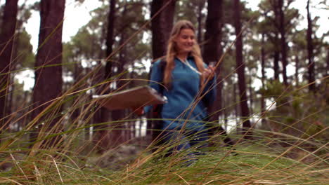 Mujer-Caminando-Por-Un-Bosque