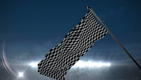 Checkered-flag-waving-in-arena