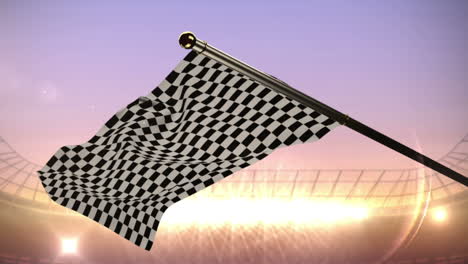 Checkered-flag-waving-in-arena