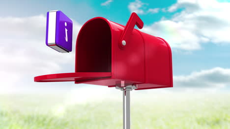 Information-symbol-in-the-mailbox-on-cloudy-background