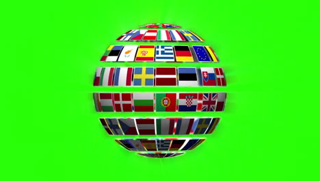 Nationalflaggen-Europäischer-Länder-Werden-Auf-Dem-Grünen-Bildschirm-Angezeigt-