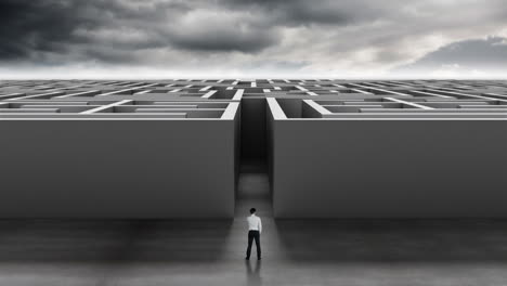 Businessman-at-entrance-of-maze