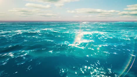 Una-Escena-Impresionante-Del-Mar-Azul-Celeste-Fusionándose-Perfectamente-Con-Un-Cielo-Deslumbrante-Adornado-Con-Nubes-Suaves-Y-Onduladas