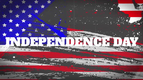 Animation-Des-Textes-Zum-Unabhängigkeitstag-Mit-Der-Sich-Bewegenden-Amerikanischen-Flagge-Auf-Schwarzem-Hintergrund