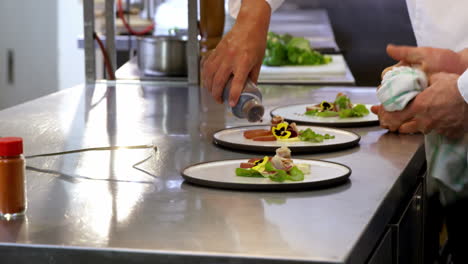 Chef-Vertiendo-Aderezo-Para-Ensalada-Sobre-Una-Ensalada