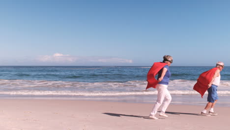 Fancy-dress-mature-couple-running