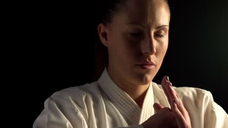 Woman-practising-karate