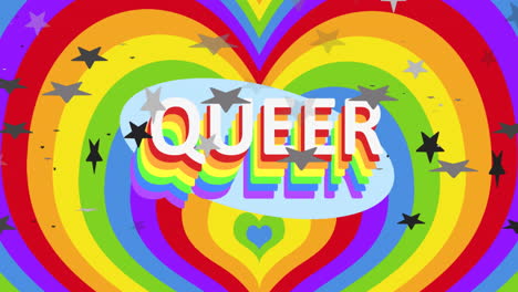 Animation-of-queer-lgbtq-text-and-stars-falling-over-rainbow-background