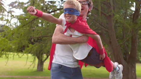 Father-and-son-pretending-to-be-superhero