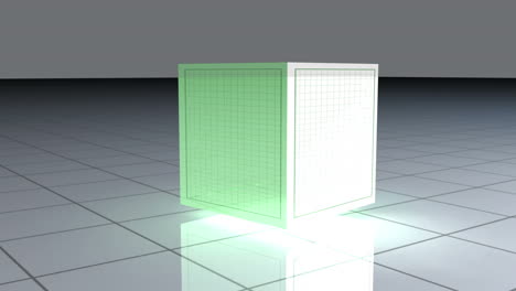 Turning-green-cube-with-animated-graphics