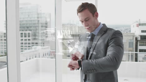 Businessman-using-his-smartwatch