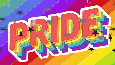 Animation-Von-LGBT-Stolztext-Und-Konfetti,-Das-über-Einen-Regenbogenhintergrund-Fällt