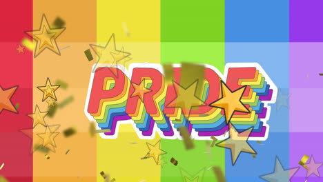 Animation-of-pride-lgbtq-text-and-confetti-falling-over-rainbow-background