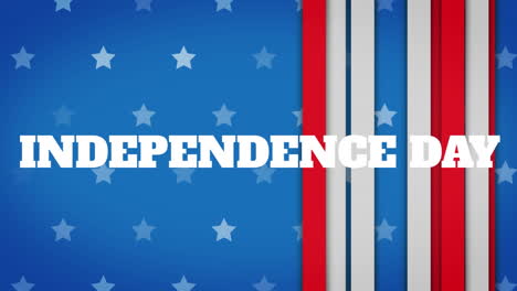 Animation-Des-Unabhängigkeitstagstextes-Mit-Sternen-Und-Streifen-Auf-Blauem-Hintergrund