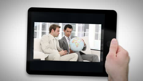 Animated-tablet-computer-displaying-videos-about-communication