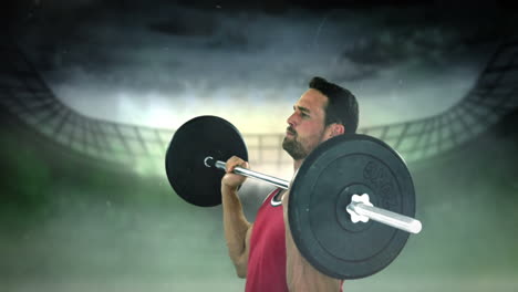 Weightlifter-raising-a-barbell-