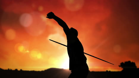 Silhouette-of-an-athlete-throwing-a-javelin