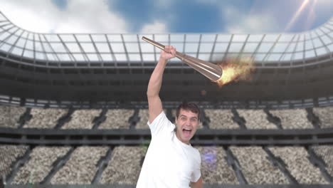 Triumphing-athlete-holding-Olympic-torch