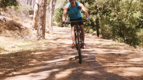 Hombre-En-Bicicleta-Por-Un-Bosque