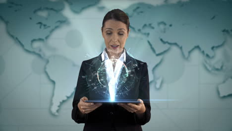 Businesswoman-using-tablet-with-digital-animation