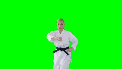 Sportswoman-practicing-martial-arts