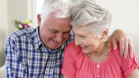 Amorosa-Pareja-De-Ancianos-En-El-Sofá