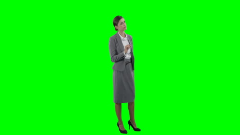 Businesswoman-using-a-virtual-touchscreen