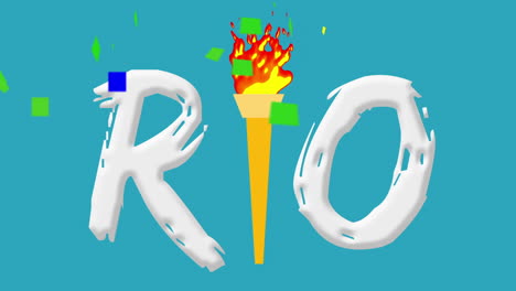 Animation-of-rio-word-with-olympic-torch