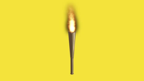 Animation-of-Olympic-torch-being-torched-on-yellow-background