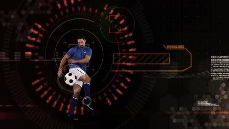 Athlete-playing-football-against-animated-background