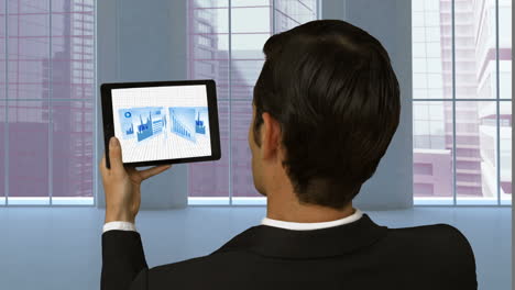 Geschäftsmann-Nutzt-Digitales-Tablet