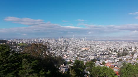 Drohnenaufnahme-Durch-Die-Bäume-In-Den-Hügeln-Von-San-Francisco